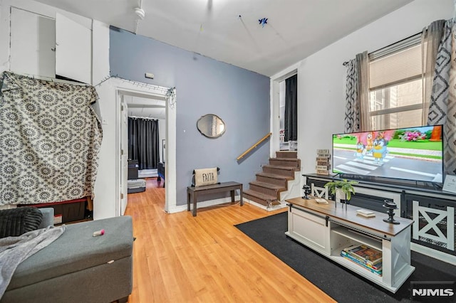 41 Heckel St, Belleville, NJ 07109 - living area featuring stairway and light wood-type flooring