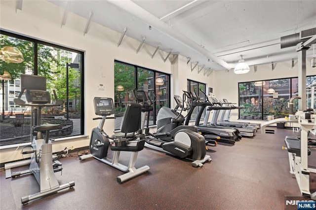 workout area with visible vents