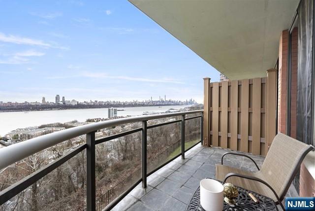 balcony with a water view