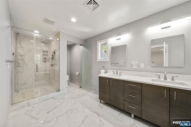 full bathroom with visible vents, a sink, baseboards, and toilet