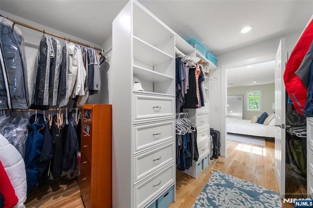 spacious closet with light wood-style floors