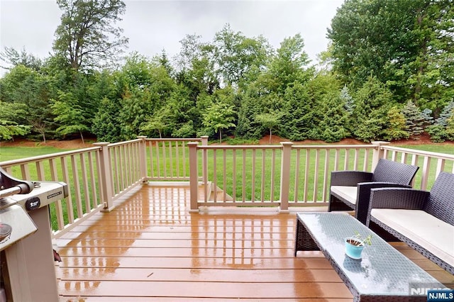 16 Marilyn Dr, Woodcliff Lake, NJ 07677 - wooden terrace with a lawn