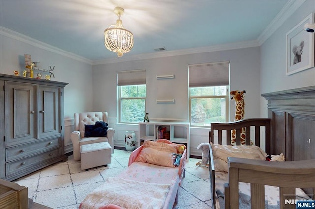 16 Marilyn Dr, Woodcliff Lake, NJ 07677 - bedroom featuring a chandelier and crown molding