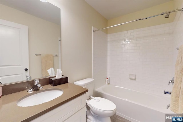 16 Marilyn Dr, Woodcliff Lake, NJ 07677 - full bathroom with vanity, shower / tub combination, and toilet
