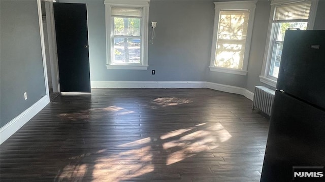 interior space featuring baseboards, wood finished floors, and radiator