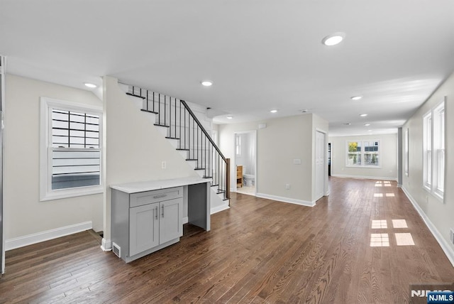 165 Jerome Pl, Bloomfield, NJ 07003 - interior space featuring recessed lighting, baseboards, dark wood-style flooring, and stairs