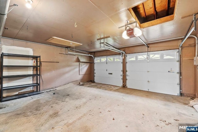garage with a garage door opener