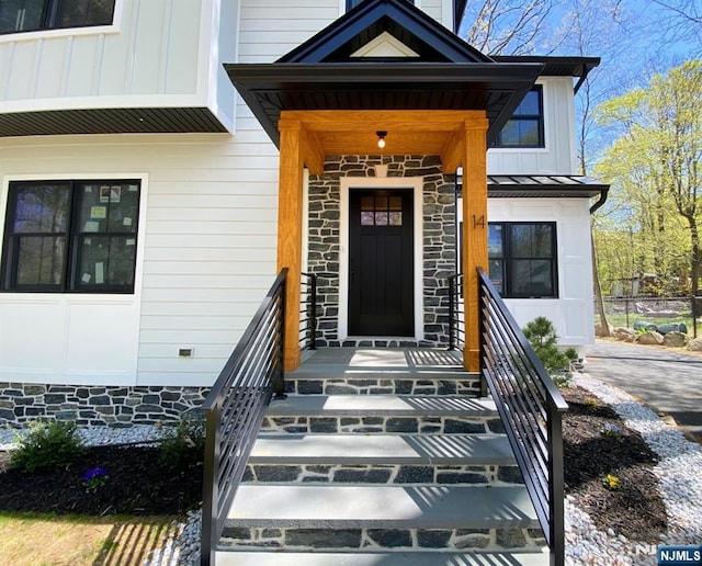 view of exterior entry featuring crawl space