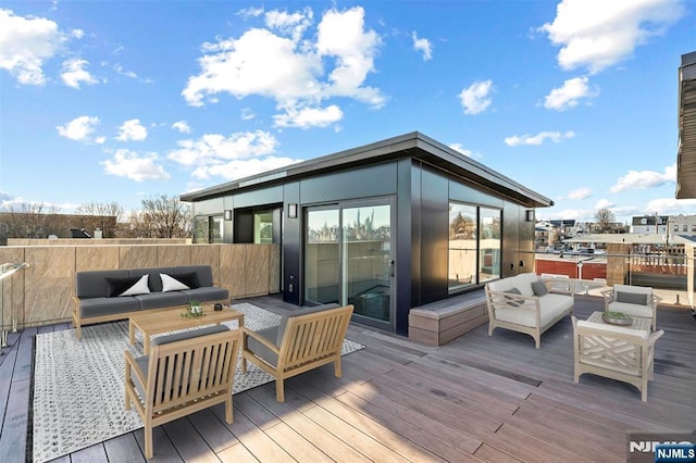 5-05 Washington Pl Unit 5-05, Cliffside Park, NJ 07010 - wooden terrace with an outdoor hangout area