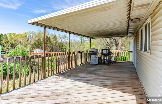 deck with a grill