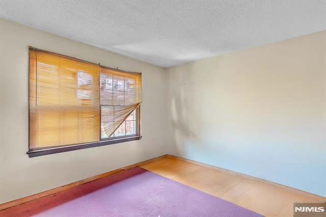 carpeted spare room with baseboards and a textured ceiling