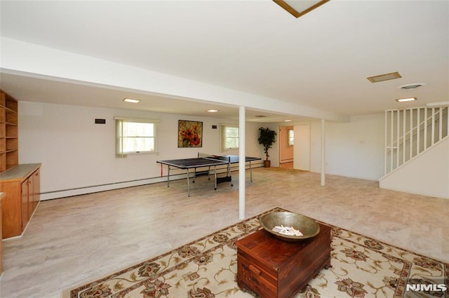 recreation room featuring recessed lighting