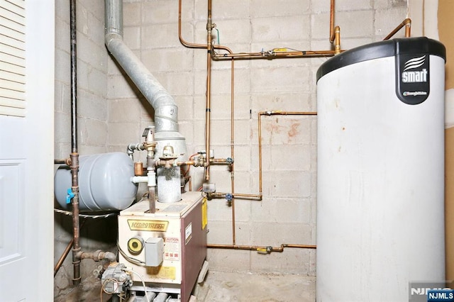utility room with gas water heater