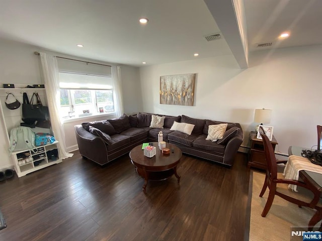 66 Lexington Ave, Rochelle Park, NJ 07662 - living area with recessed lighting, visible vents, and wood finished floors