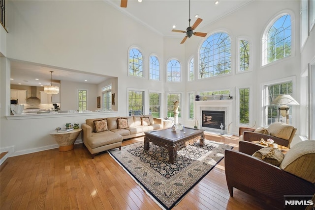 143 S Glen Rd, Kinnelon Borough, NJ 07405 - living room with plenty of natural light, light wood finished floors, and ceiling fan