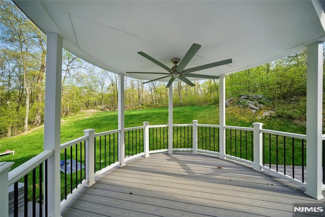 143 S Glen Rd, Kinnelon Borough, NJ 07405 - wooden deck with a lawn and ceiling fan