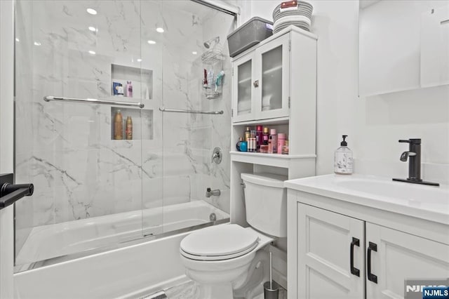 1026 Grove St, Irvington, NJ 07111 - bathroom with vanity, bath / shower combo with glass door, and toilet