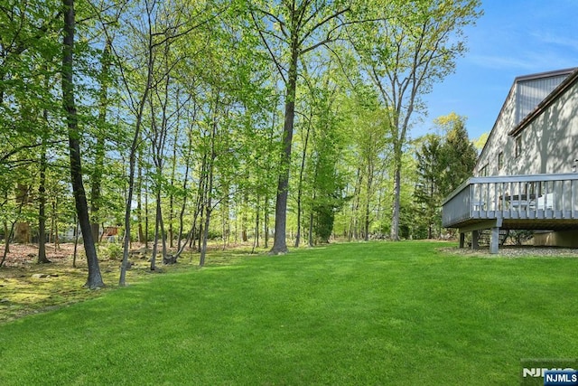 view of yard featuring a deck