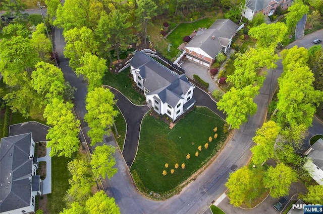 drone / aerial view with a residential view