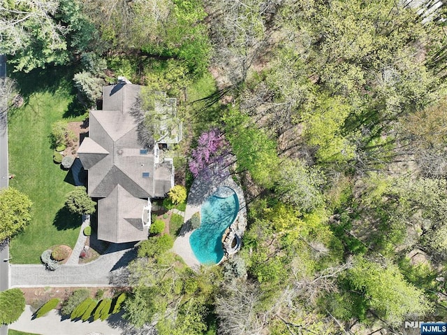 aerial view of a pool