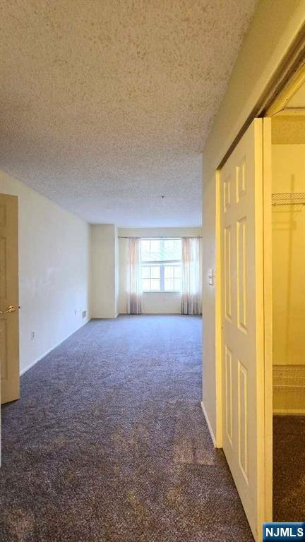 carpeted spare room with a textured ceiling