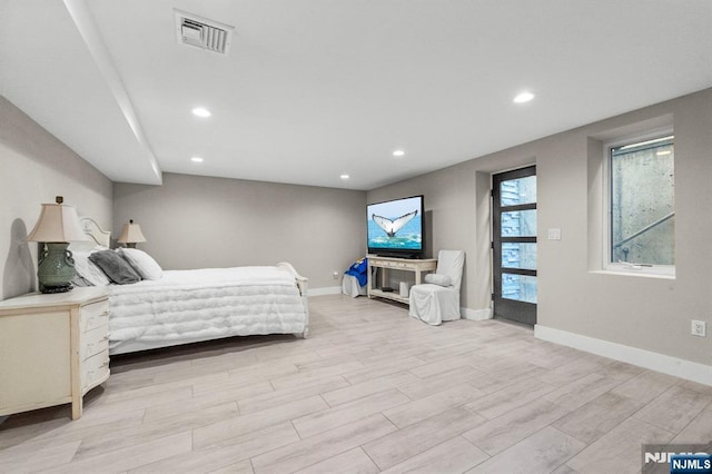 746 Undercliff Unit A, Edgewater, NJ 07020 - bedroom with recessed lighting, light wood-style flooring, and baseboards