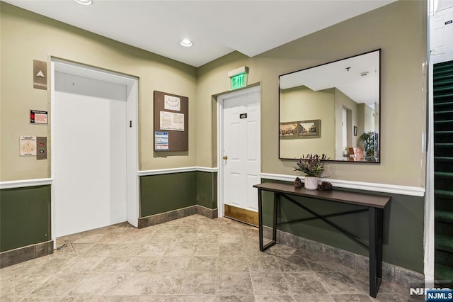 99 Park Ave Unit 5D, Hoboken, NJ 07030 - foyer with recessed lighting, baseboards, and elevator