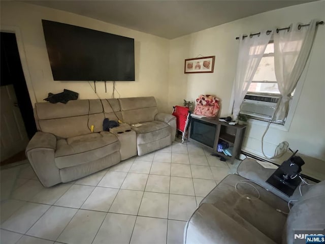 6314 Broadway, West New York, NJ 07093 - living area featuring light tile patterned floors and cooling unit