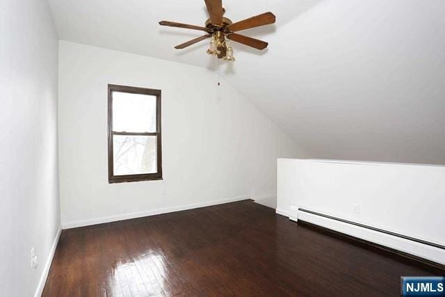 57 Brookway Ave Unit 2C, Englewood, NJ 07631 - additional living space with wood finished floors, lofted ceiling, baseboards, ceiling fan, and baseboard heating