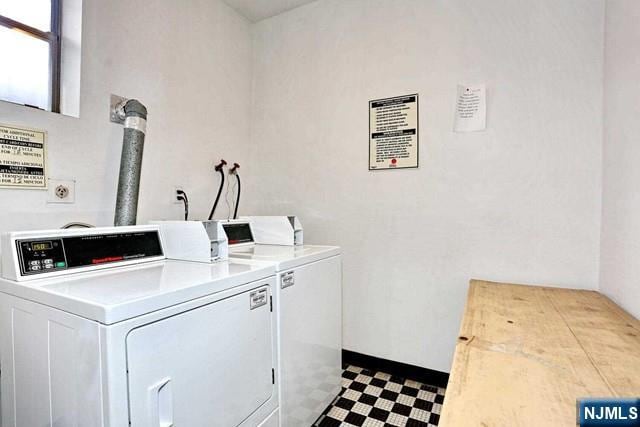 57 Brookway Ave Unit 2C, Englewood, NJ 07631 - shared laundry area featuring tile patterned floors and washing machine and dryer