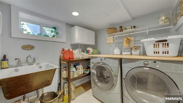 400 Prospect Ave, Oradell, NJ 07649 - laundry room with washer and clothes dryer and cabinet space