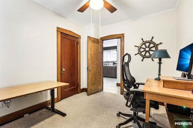 12-67 12th St, Fair Lawn, NJ 07410 - office space with a ceiling fan, ornamental molding, and baseboards