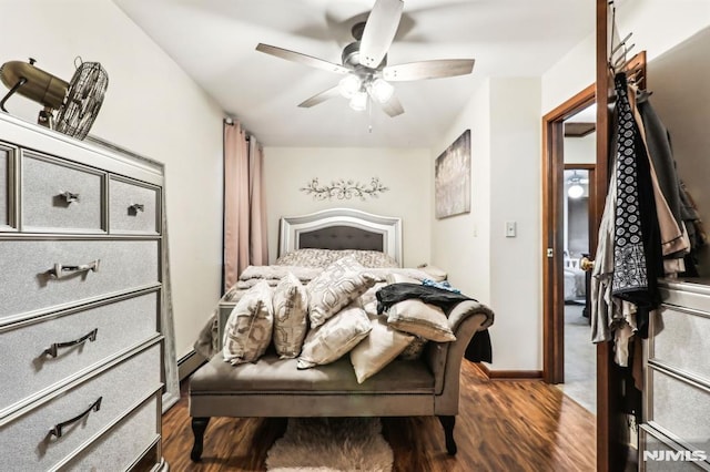 12-67 12th St, Fair Lawn, NJ 07410 - bedroom featuring dark wood-style flooring and ceiling fan