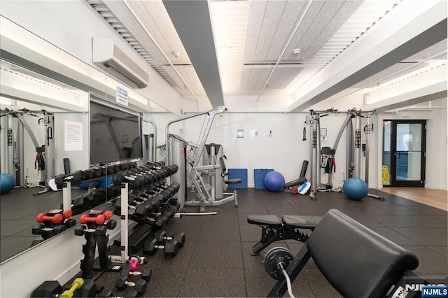250 Gorge Unit 23A, Cliffside Park, NJ 07010 - exercise room with a wall unit AC