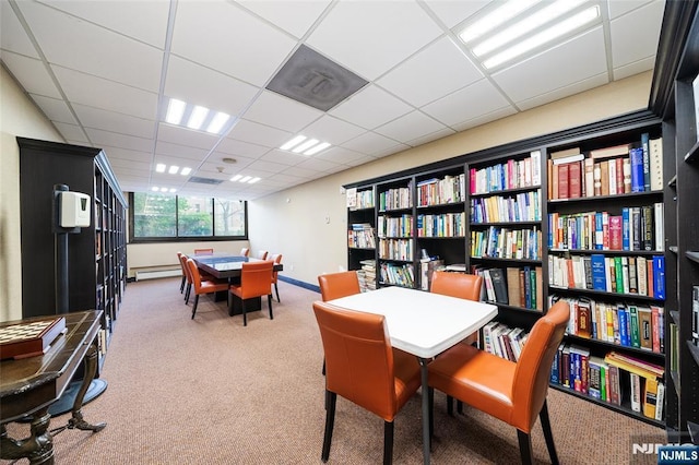 250 Gorge Unit 23A, Cliffside Park, NJ 07010 - office with carpet, a baseboard radiator, and a paneled ceiling