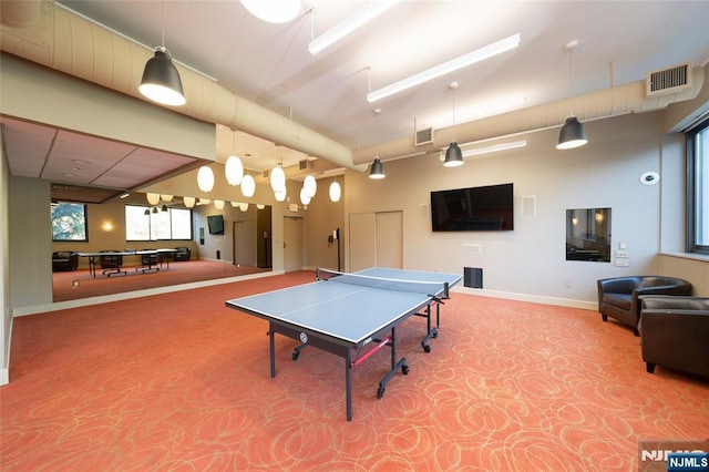 250 Gorge Unit 23A, Cliffside Park, NJ 07010 - game room with carpet, baseboards, plenty of natural light, and billiards table