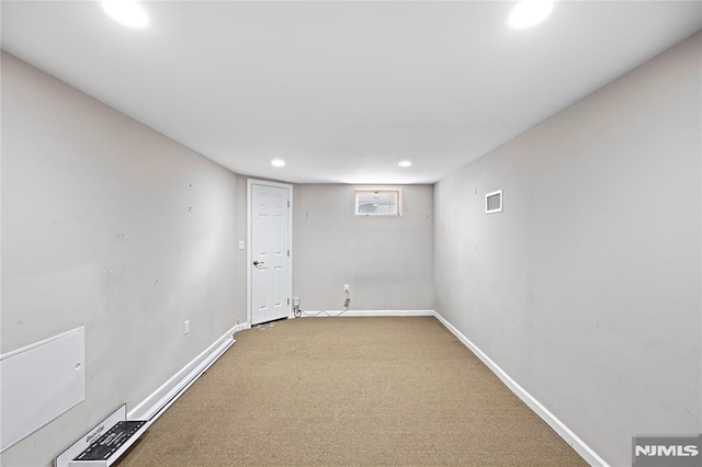 186 10th Ave, Hawthorne, NJ 07506 - below grade area featuring carpet flooring, recessed lighting, and baseboards