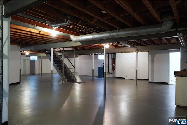 below grade area featuring stairs