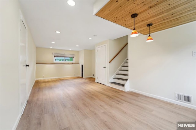 7 Swan Ter, Wayne, NJ 07470 - spare room with light wood finished floors, baseboards, stairway, and recessed lighting