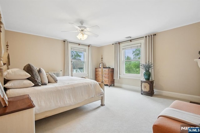 125 Bellevue Ave, Montclair, NJ 07043 - bedroom featuring carpet floors, baseboards, and ceiling fan