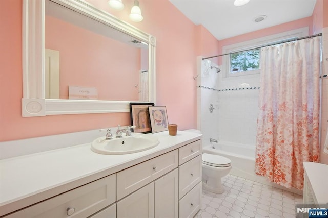 125 Bellevue Ave, Montclair, NJ 07043 - bathroom featuring vanity, shower / tub combo, and toilet