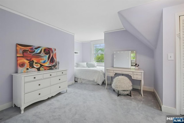125 Bellevue Ave, Montclair, NJ 07043 - bedroom featuring light colored carpet, baseboards, and vaulted ceiling