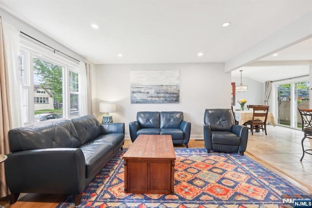 520 Elm St, Roselle Park, NJ 07204 - living area with recessed lighting, beam ceiling, and baseboards