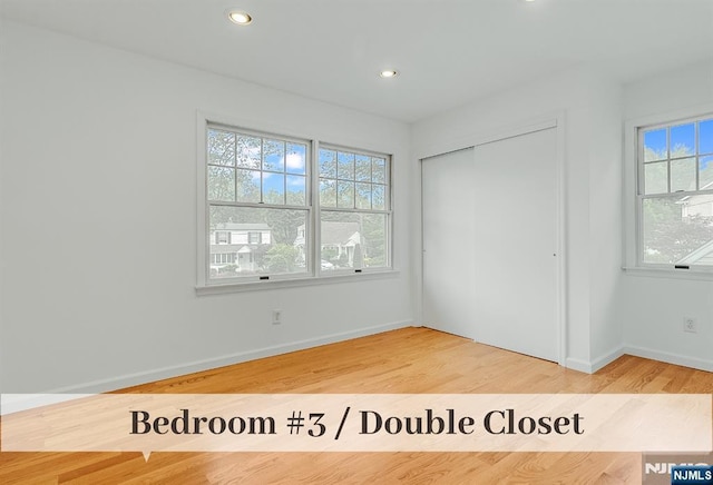 370 Chesterfield St, Ridgewood, NJ 07450 - unfurnished bedroom with wood finished floors, a closet, baseboards, and recessed lighting