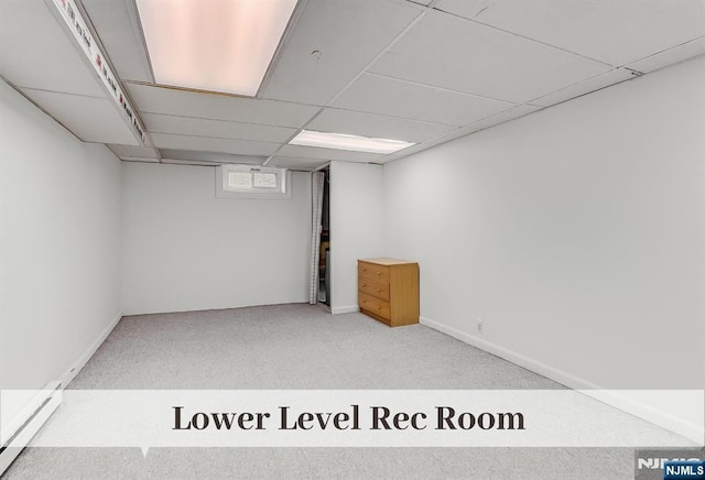 370 Chesterfield St, Ridgewood, NJ 07450 - below grade area with carpet and a drop ceiling