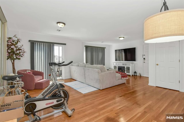 127 Brill St, Newark, NJ 07105 - living room featuring wood finished floors and a fireplace