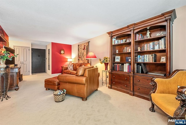 living area with carpet