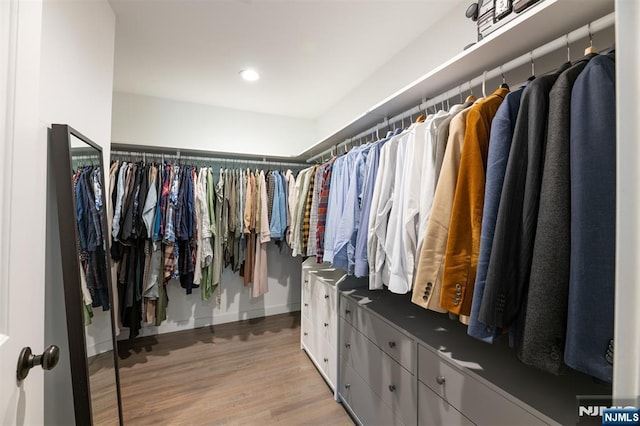spacious closet featuring light wood-type flooring