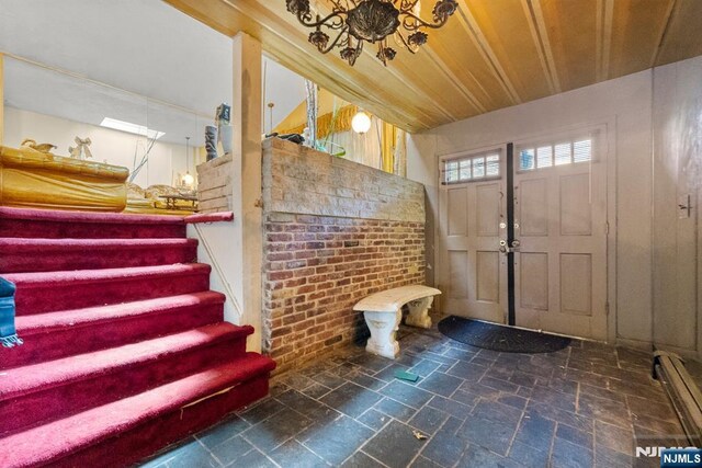 86 Fairview Ave, Teaneck, NJ 07666 - interior space with stone tile floors and stairs