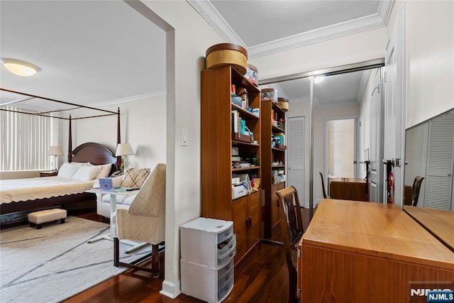 300 Winston Dr Unit 1817, Cliffside Park, NJ 07010 - home office featuring dark wood-type flooring and ornamental molding